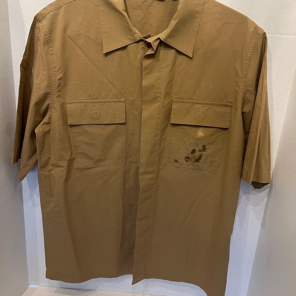 Brown Short Sleeve Button-Up Shirt